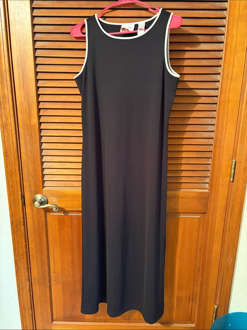 Sleeveless Black Maxi Dress with White Contrast Trim